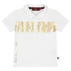 Younger Boys White Logo Polo Shirt, 1, hi-res