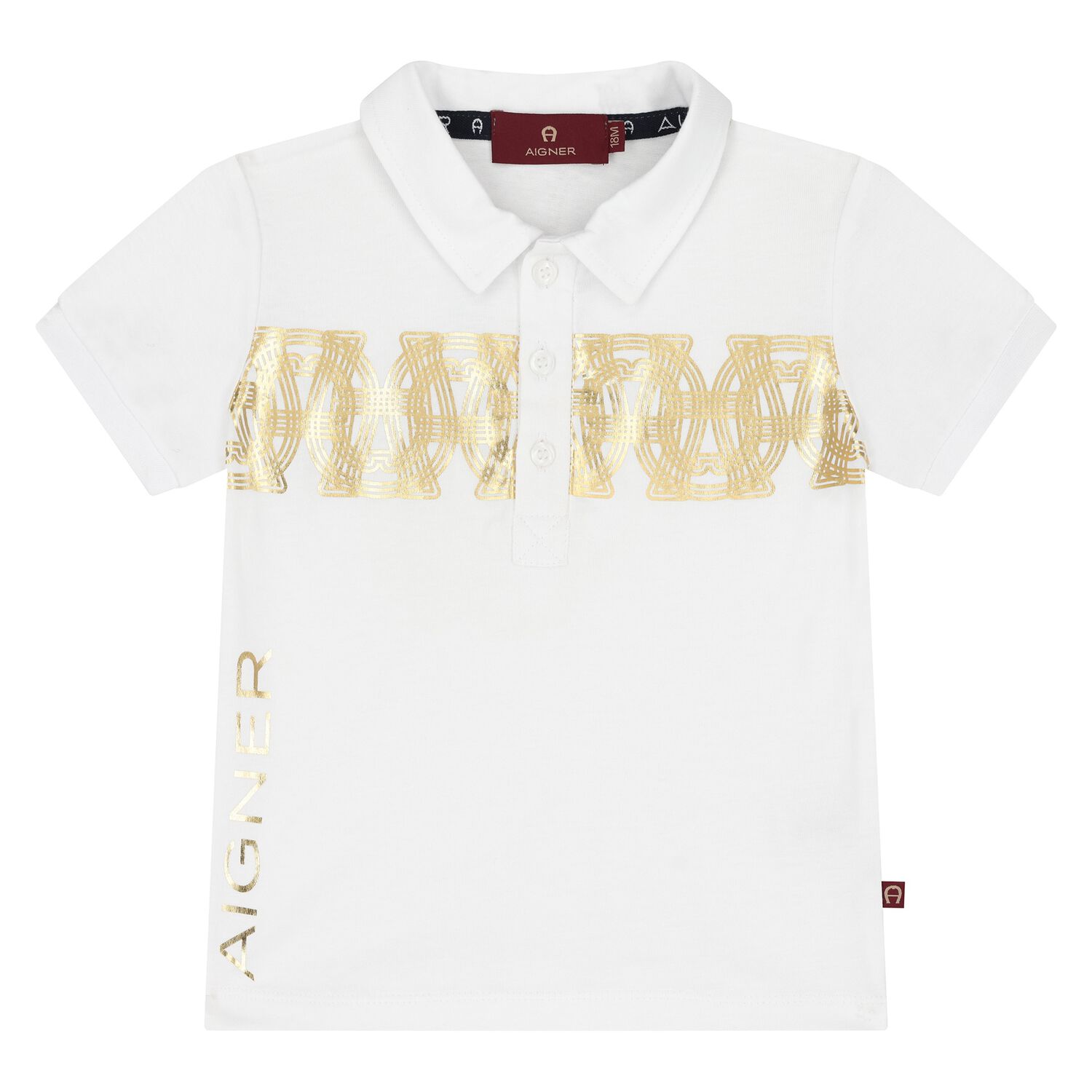 Younger Boys White Logo Polo Shirt, 1, hi-res