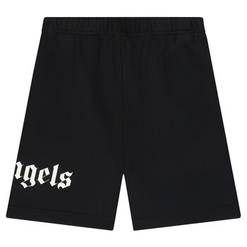 Black Cotton Logo Shorts