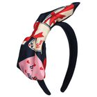 Girls Navy Blue Bow Headband, 1, hi-res