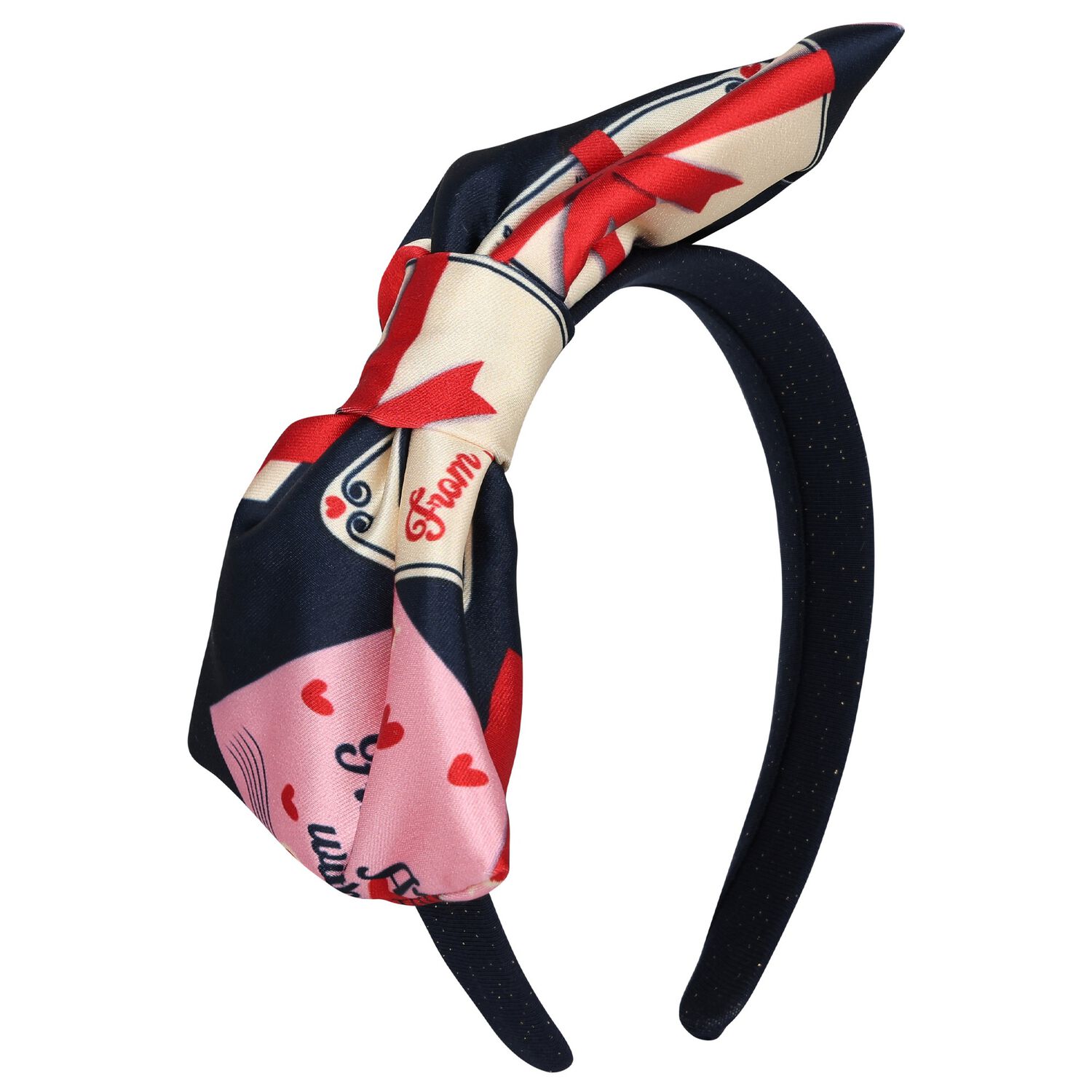 Girls Navy Blue Bow Headband, 1, hi-res