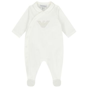 White Logo Babygrow