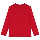 Boys Red Teddy Bear Long Sleeve Top, 2, hi-res