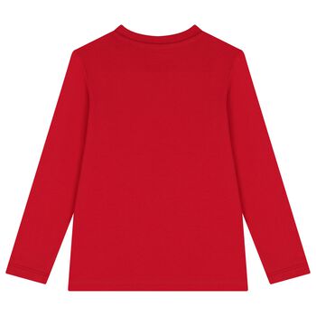 Boys Red Teddy Bear Long Sleeve Top