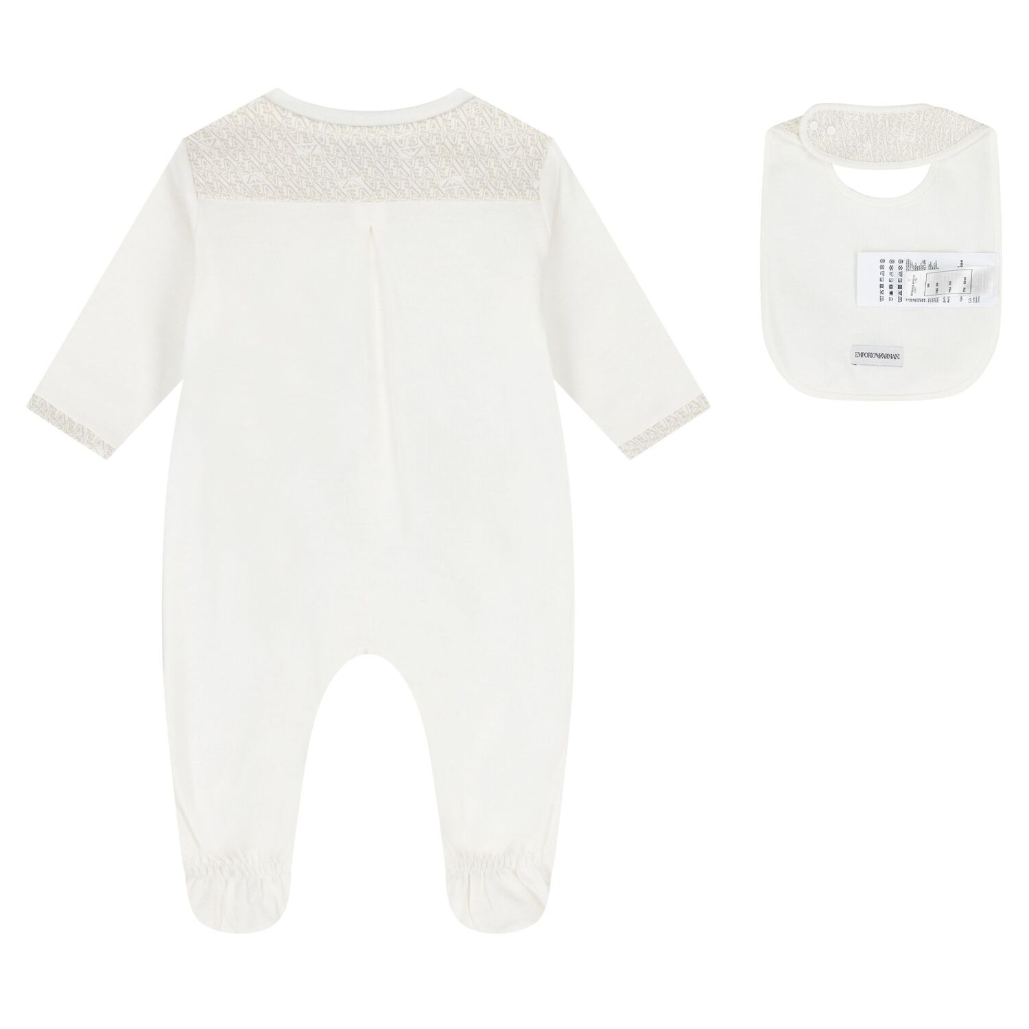 White & Beige Logo Babygrow Set, 5, hi-res