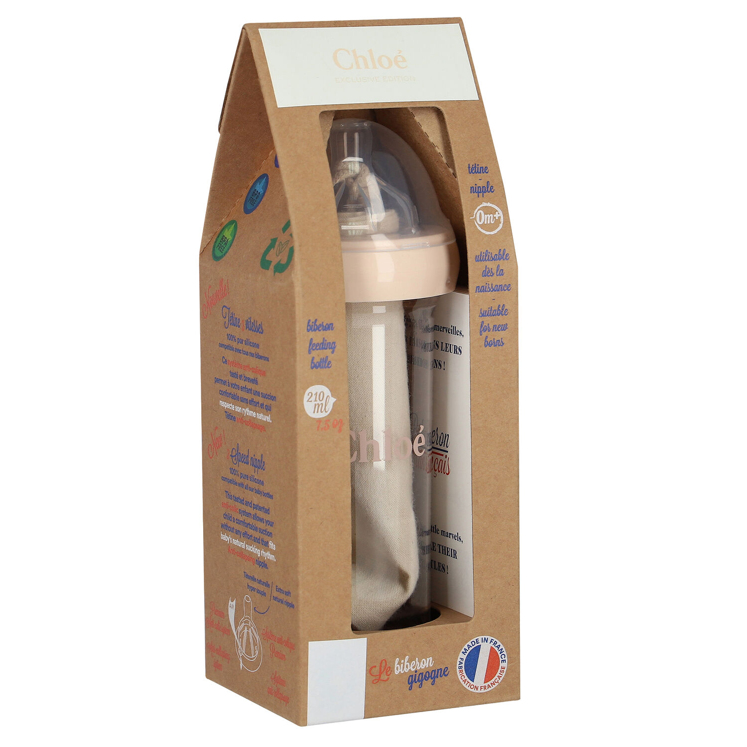 Baby Girls White & Pink Logo Baby Bottle, 1, hi-res