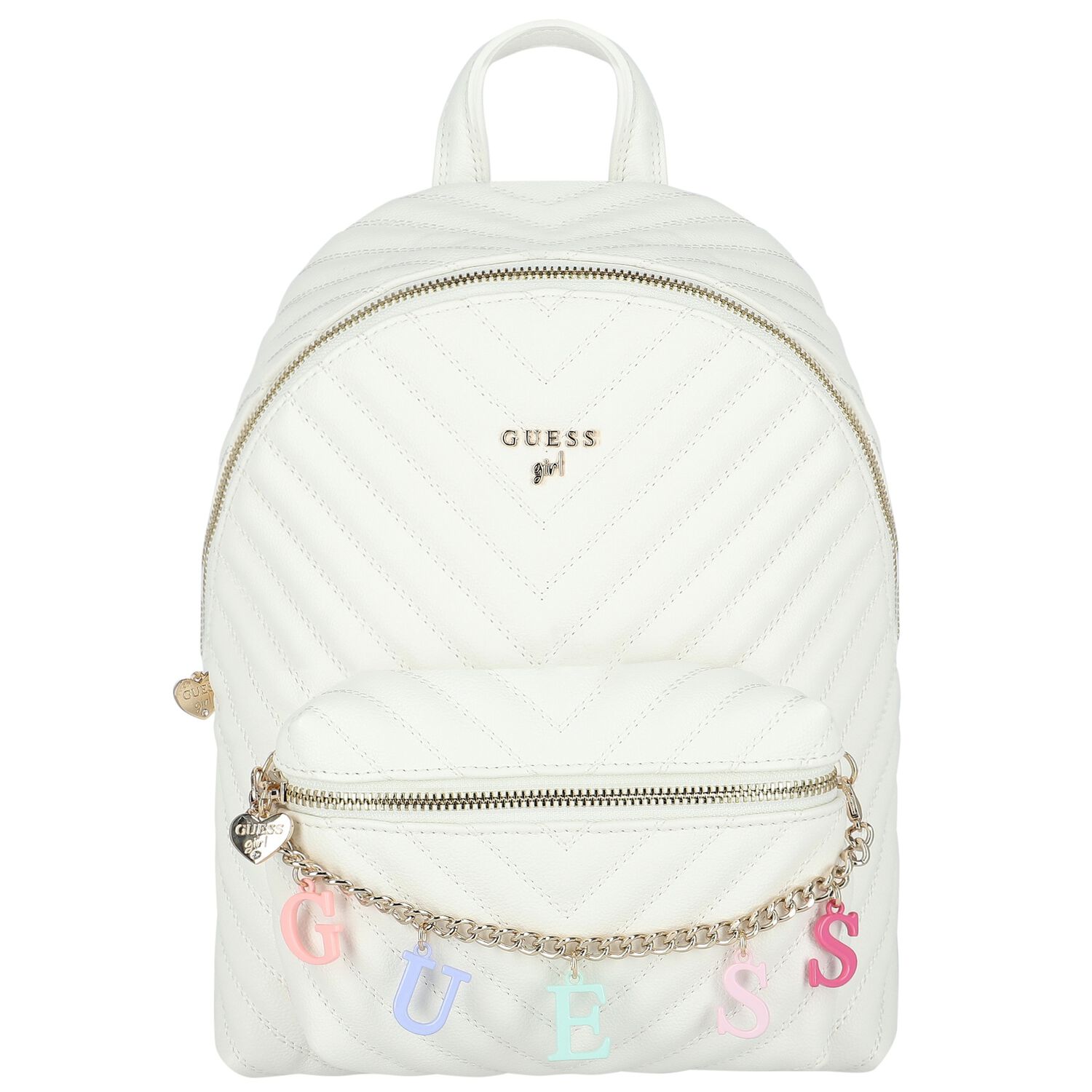 Girls White Logo Backpack, 1, hi-res