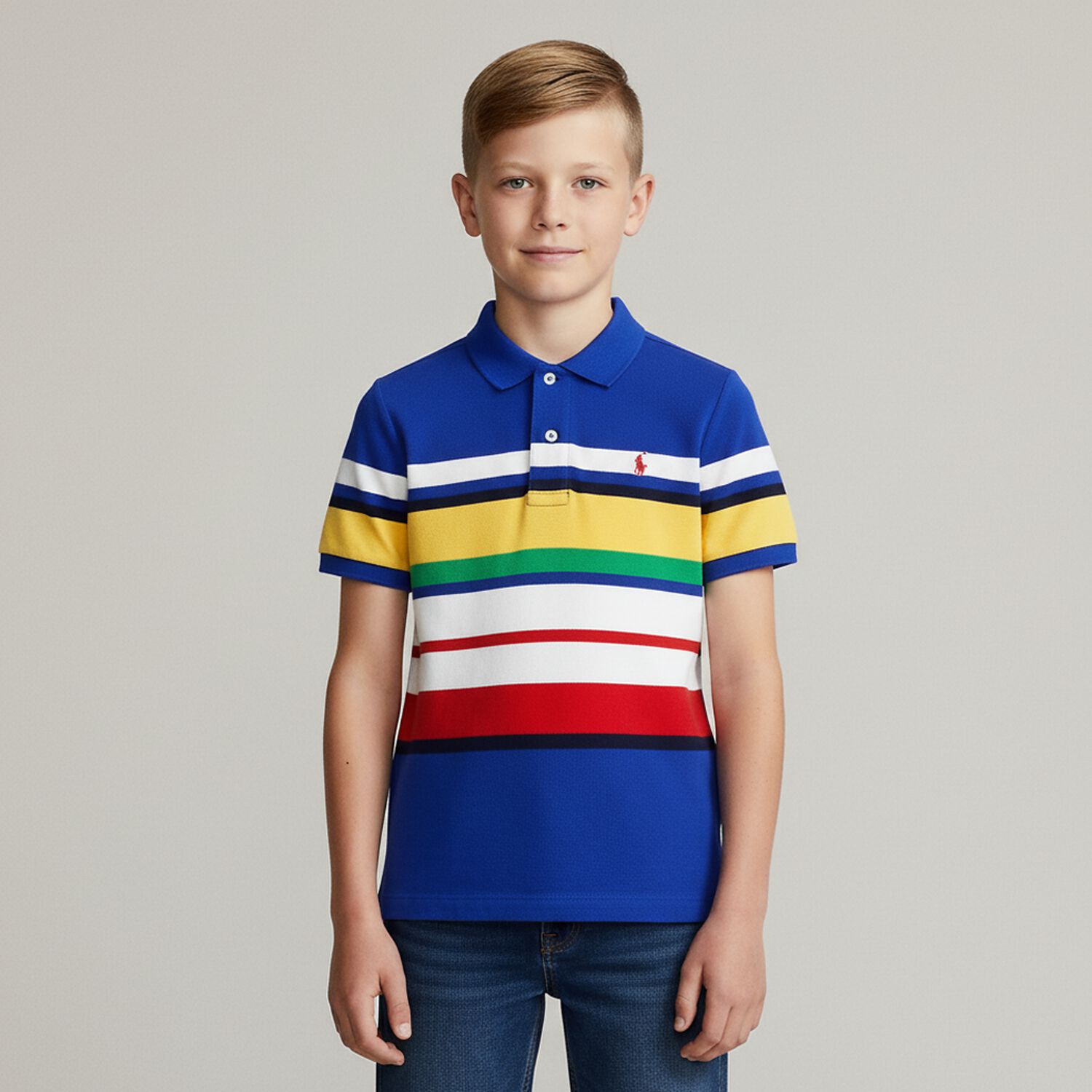Boys Multi-Coloured Logo Polo Shirt, 1, hi-res