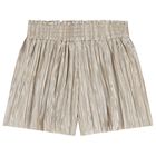 Girls Gold Metallic Pleated Shorts, 1, hi-res