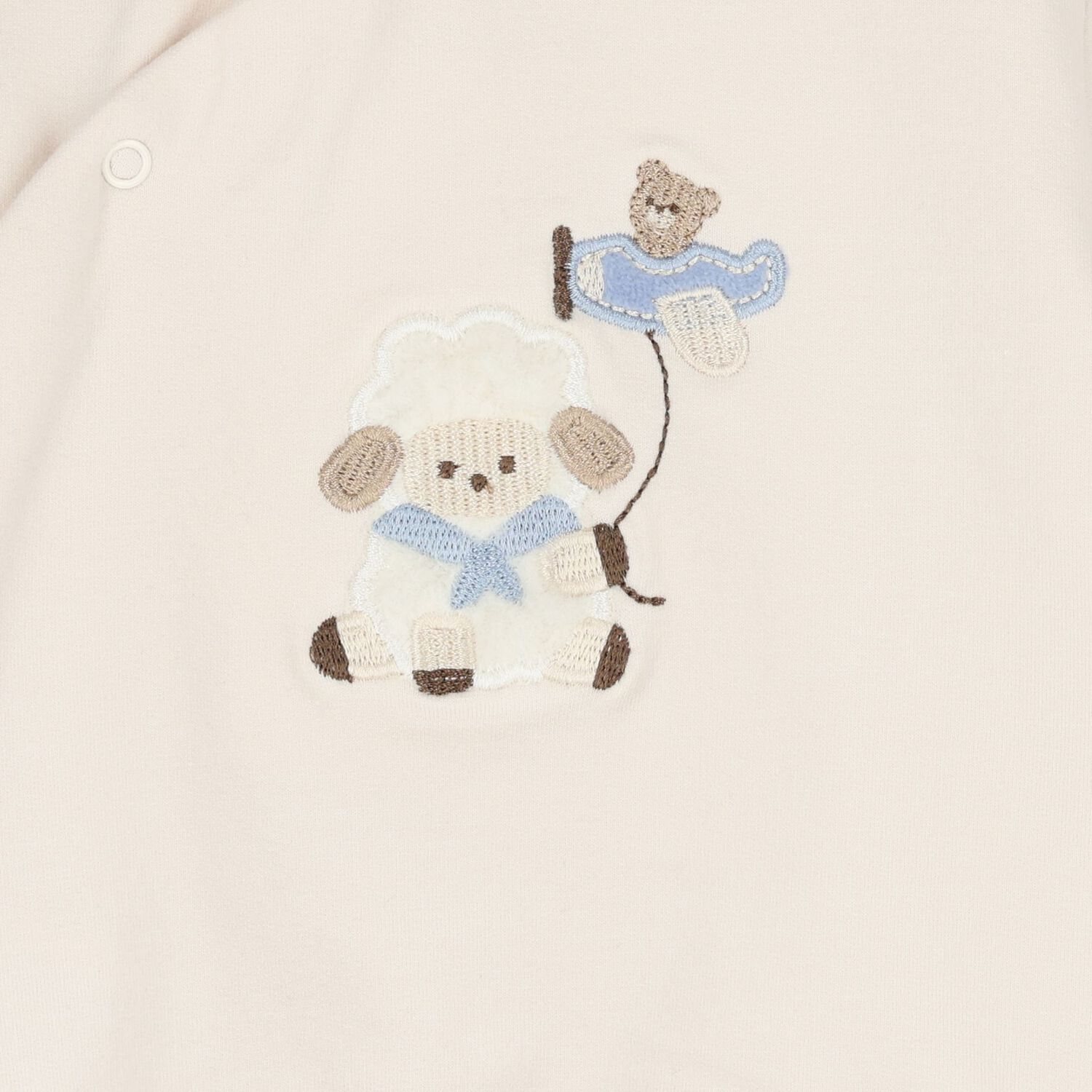 Baby Boys Beige & Blue Sheep & Teddy Bear 2 Piece Babygrow, 1, hi-res