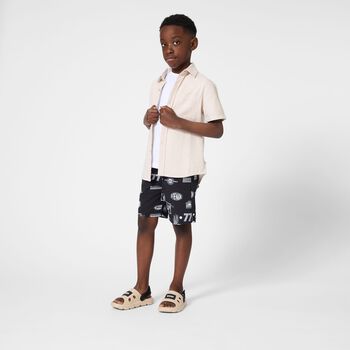 Boys Black Logo Swim Shorts