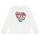Girls White Logo Long Sleeve Top, 1, hi-res