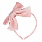 Girls Pink Velvet Bow Headband, 1, hi-res