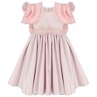 Girls Mirana Pink 3D Rose Sleeve Tulle Dress, 2, hi-res