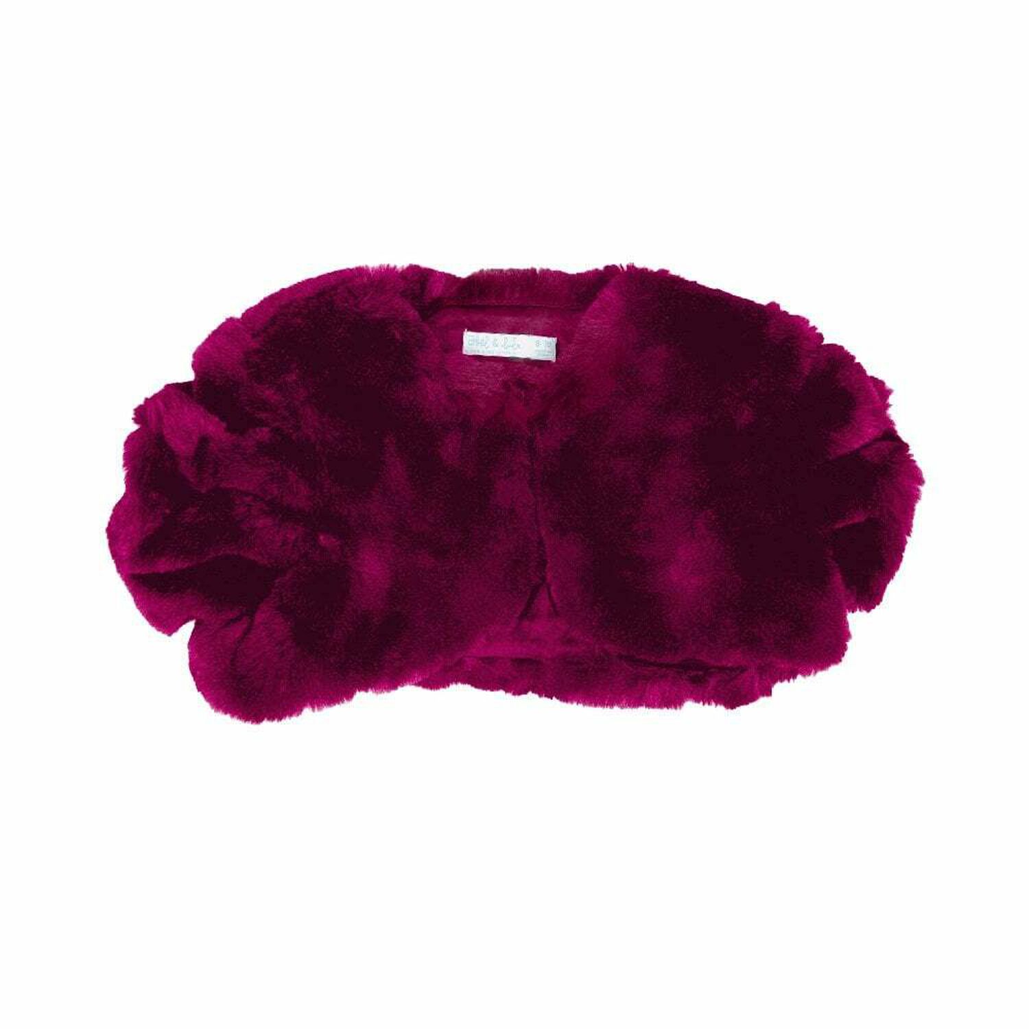 Girls Cerise Faux Fur Bolero, 1, hi-res