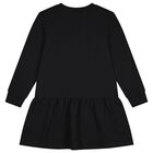 Girls Black Teddy Bear Logo Dress, 2, hi-res