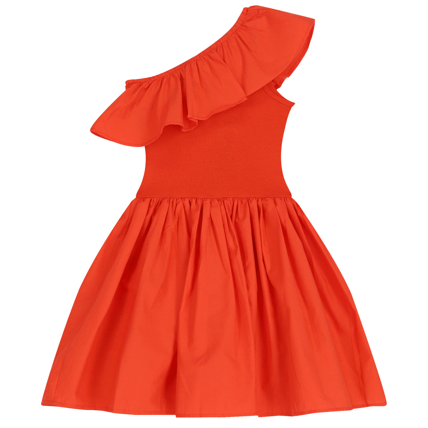 Girls Red Ruffle Dress, 2, hi-res