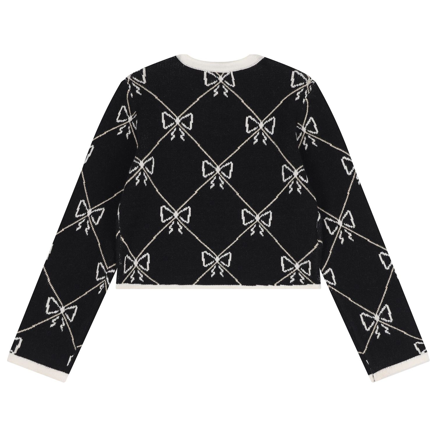 Girls Black Knitted Skirt Set, 1, hi-res