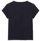 Girls Black Bow T-Shirt, 3, hi-res