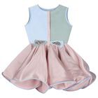 Girls Pink, Blue & Green Satin Dress, 1, hi-res