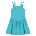 Girls Blue Ribbed Dress, 3, hi-res