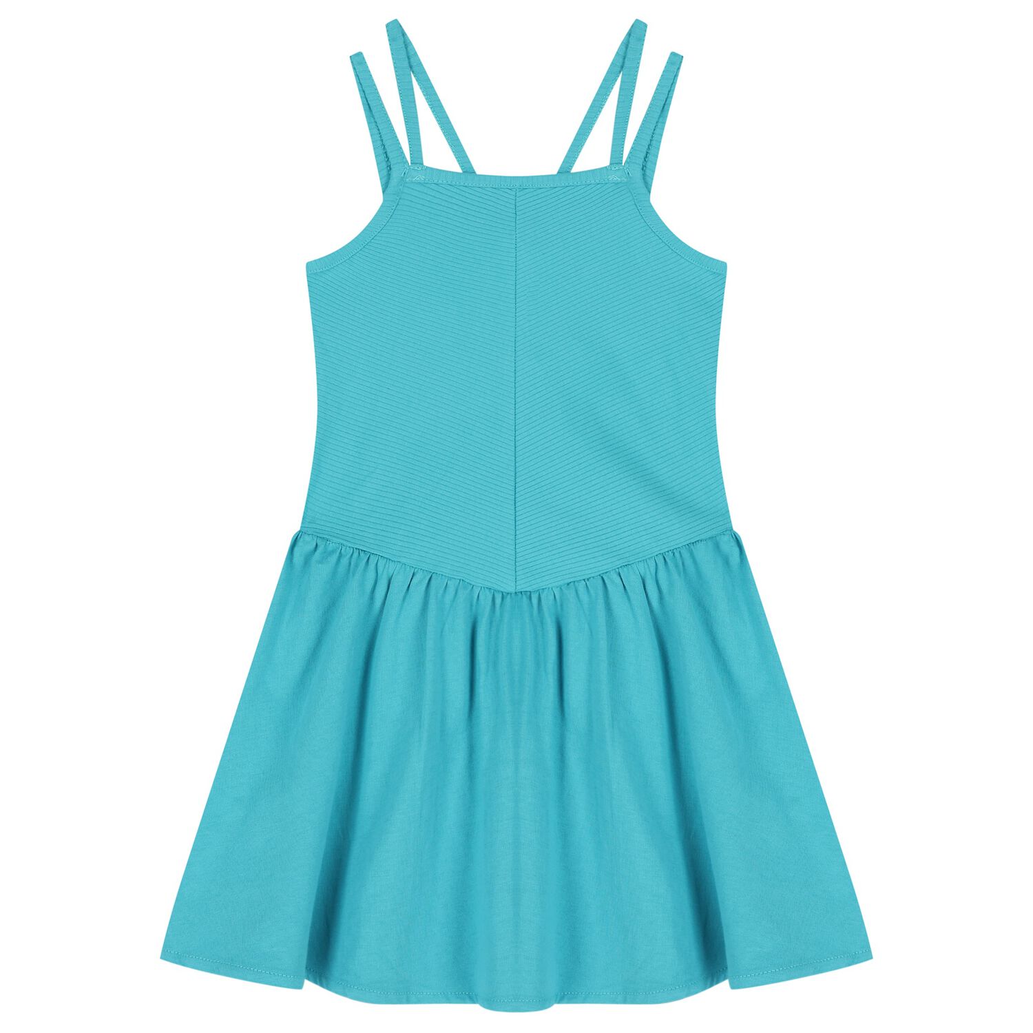 Girls Blue Ribbed Dress, 3, hi-res