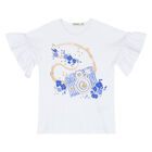 Girls White & Blue Camera Shorts Set, 1, hi-res