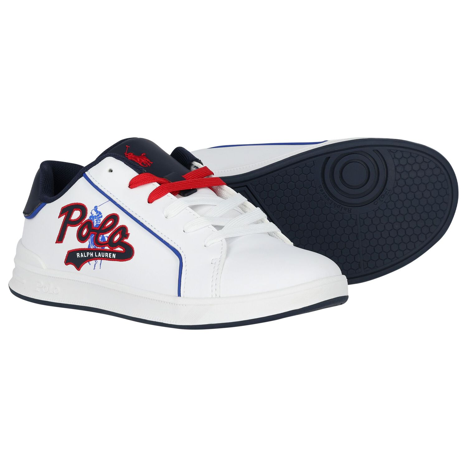 Boys White Logo Trainers, 1, hi-res