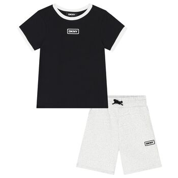Boys Black & Grey Shorts Set