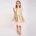 Girls Pink & Green Jacquard dress, 1, hi-res