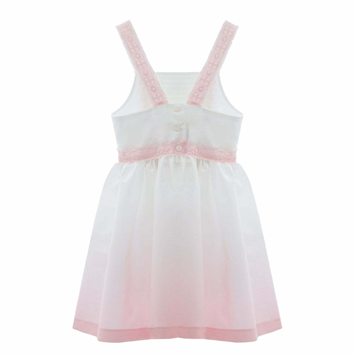 Girls Ivory & Pink Lace Dress, 1, hi-res