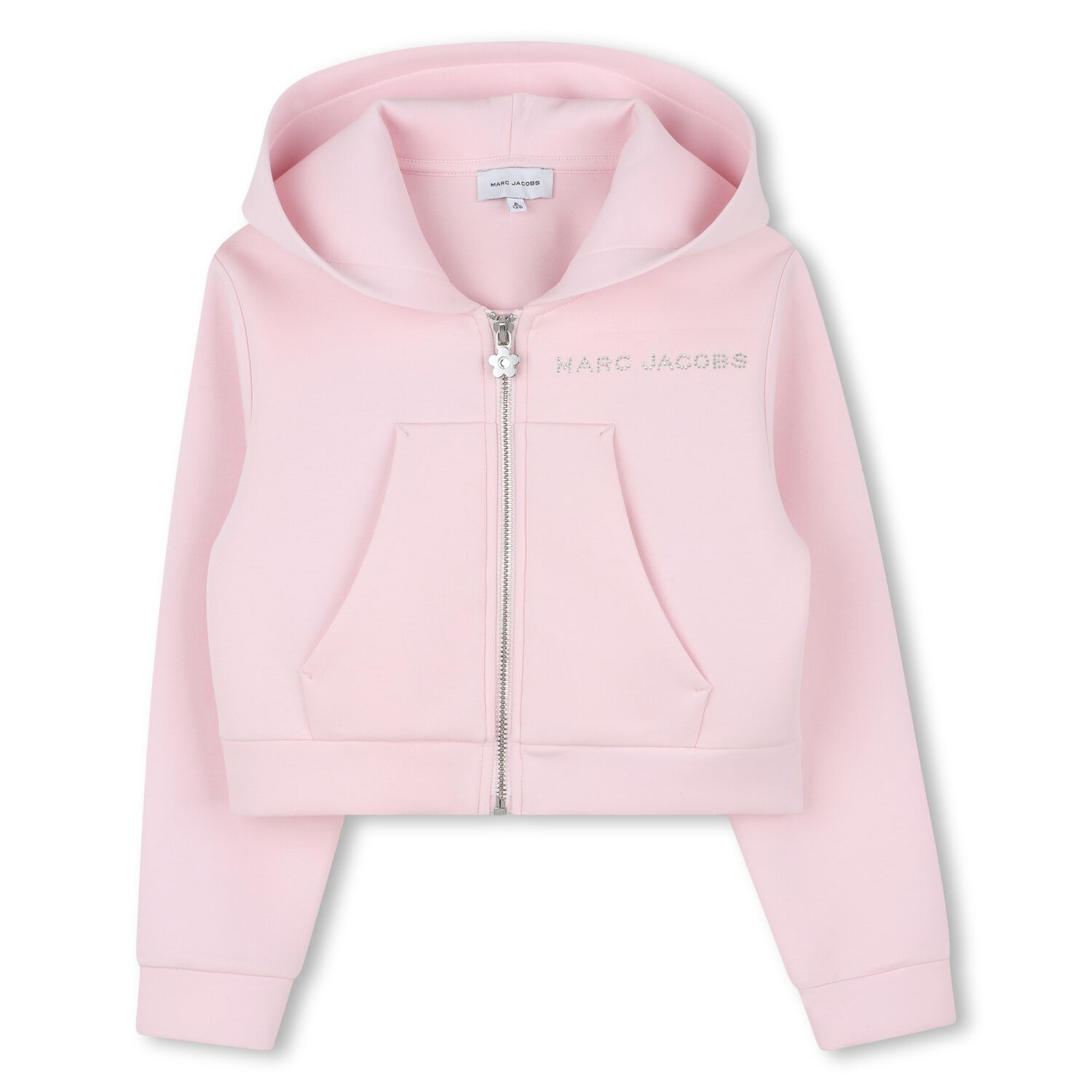 Girls Pink Logo Hooded Zip Up Top, 1, hi-res