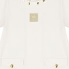 Younger Girls Ivory Logo Pleated Dress, 1, hi-res