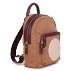 Girls Beige Canvas Horse Logo Backpack ( 26cm ), 1, hi-res