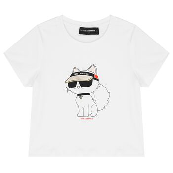Girls White Choupette Logo T-Shirt