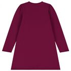 Girls Burgundy Embellished Logo Dress, 1, hi-res