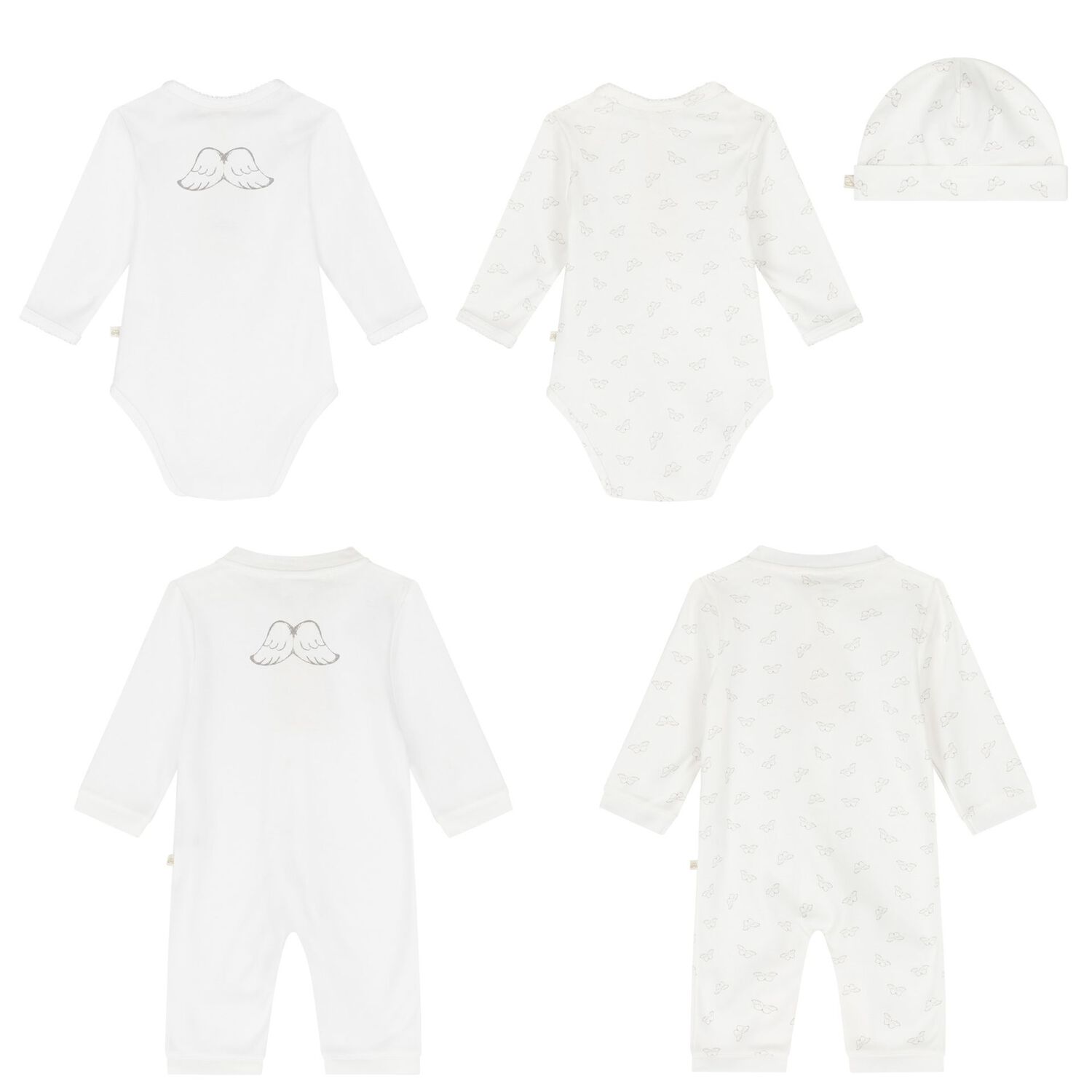 White Angel Wings Baby Romper Gift Set, 1, hi-res