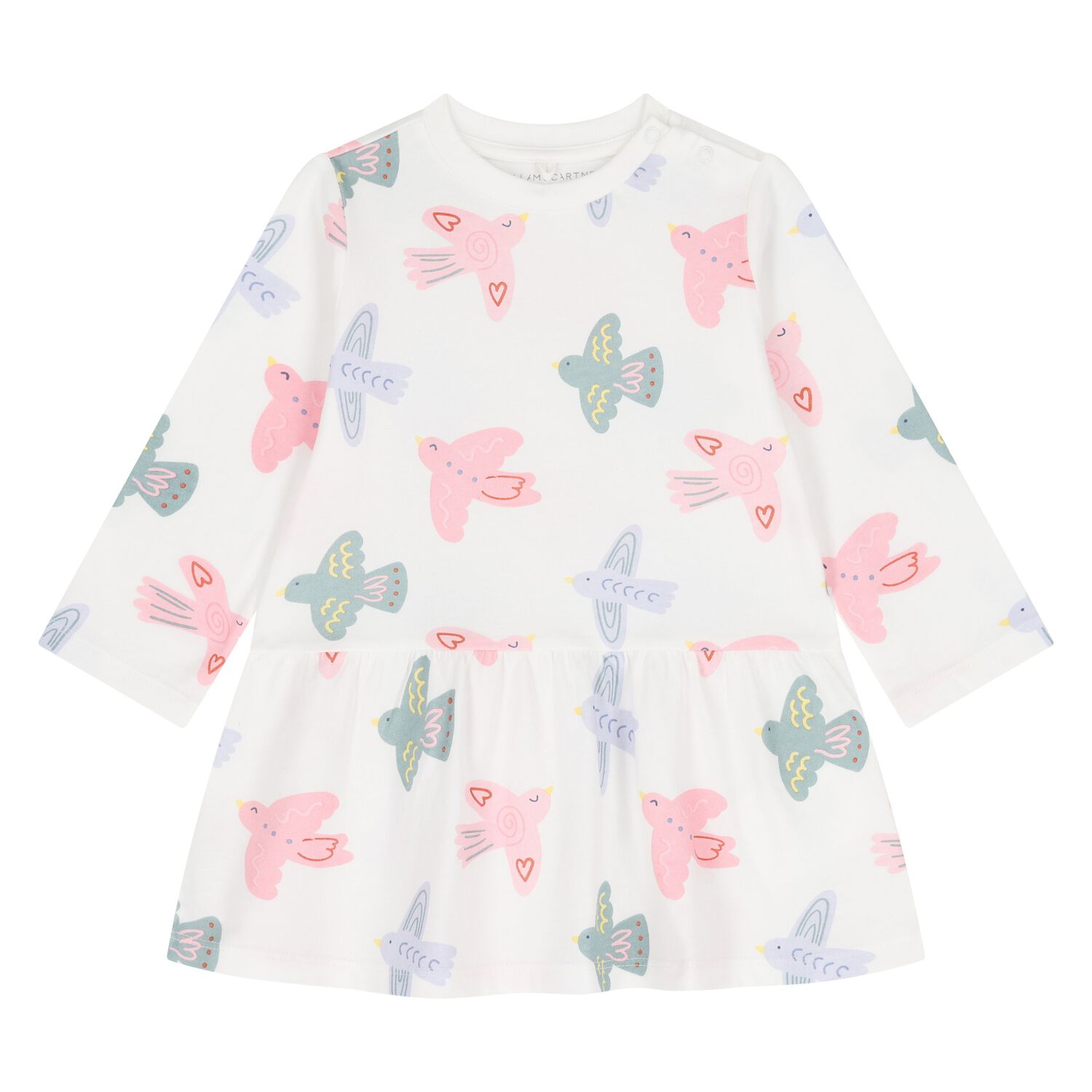 Younger Girls Ivory Birds Dress, 1, hi-res