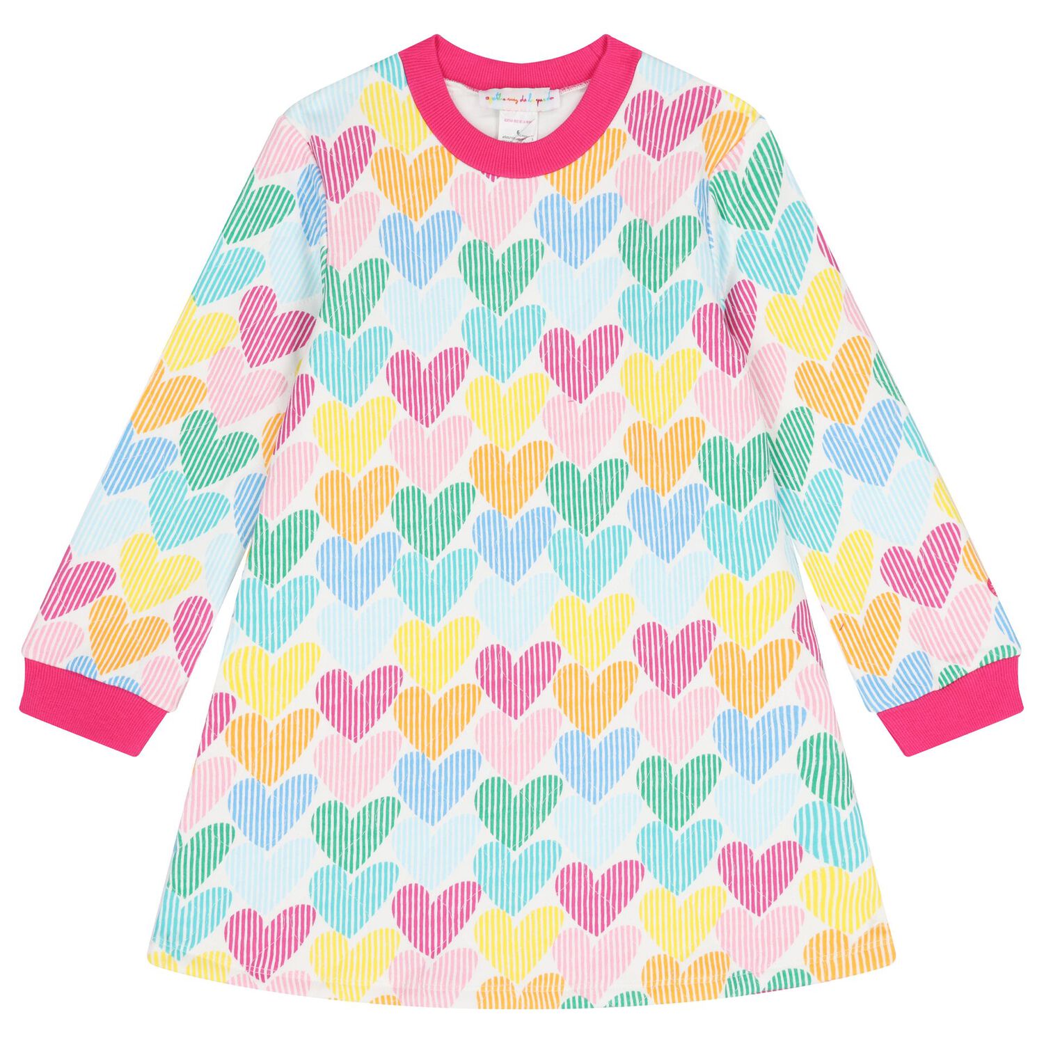 Girls Multi-Coloured Heart Dress Set, 1, hi-res