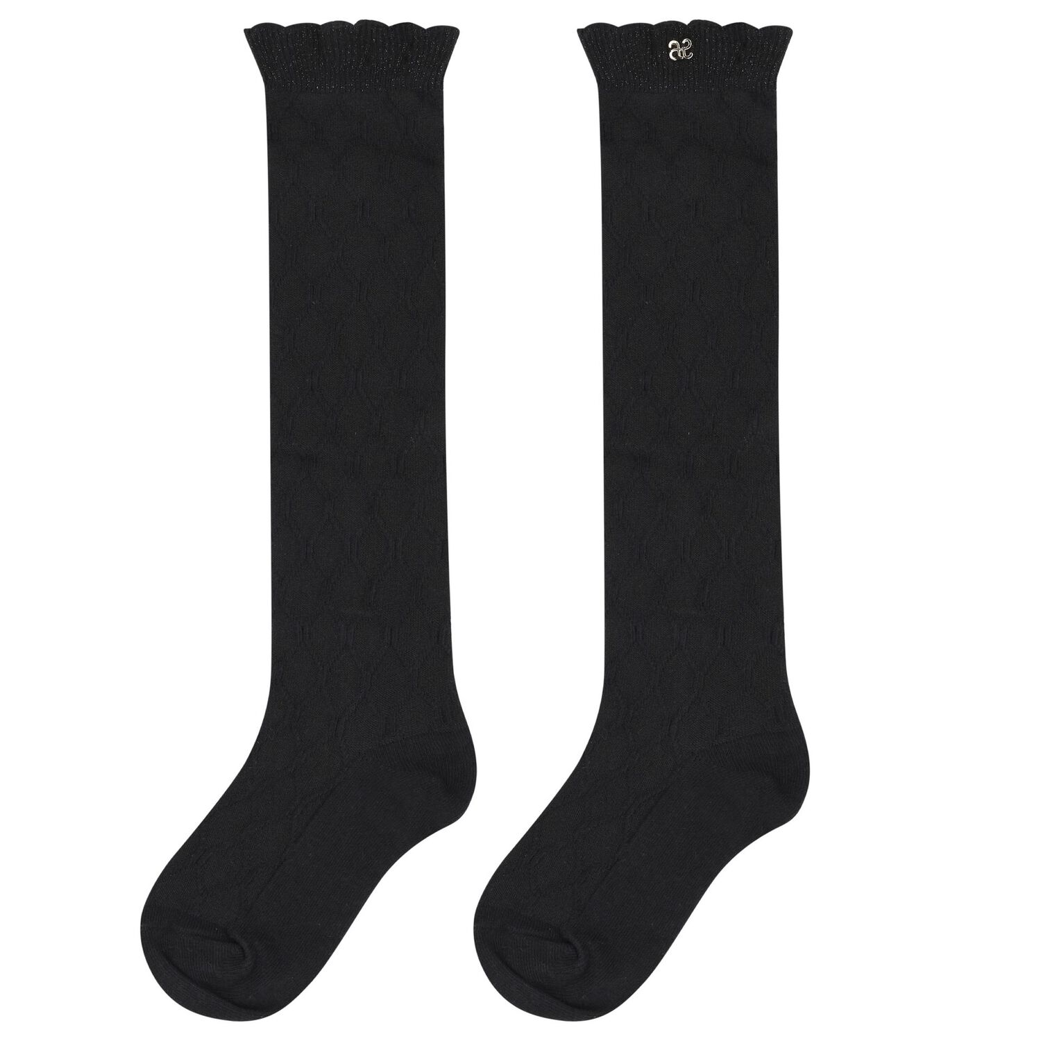 Girls Black Jacquard Socks, 2, hi-res