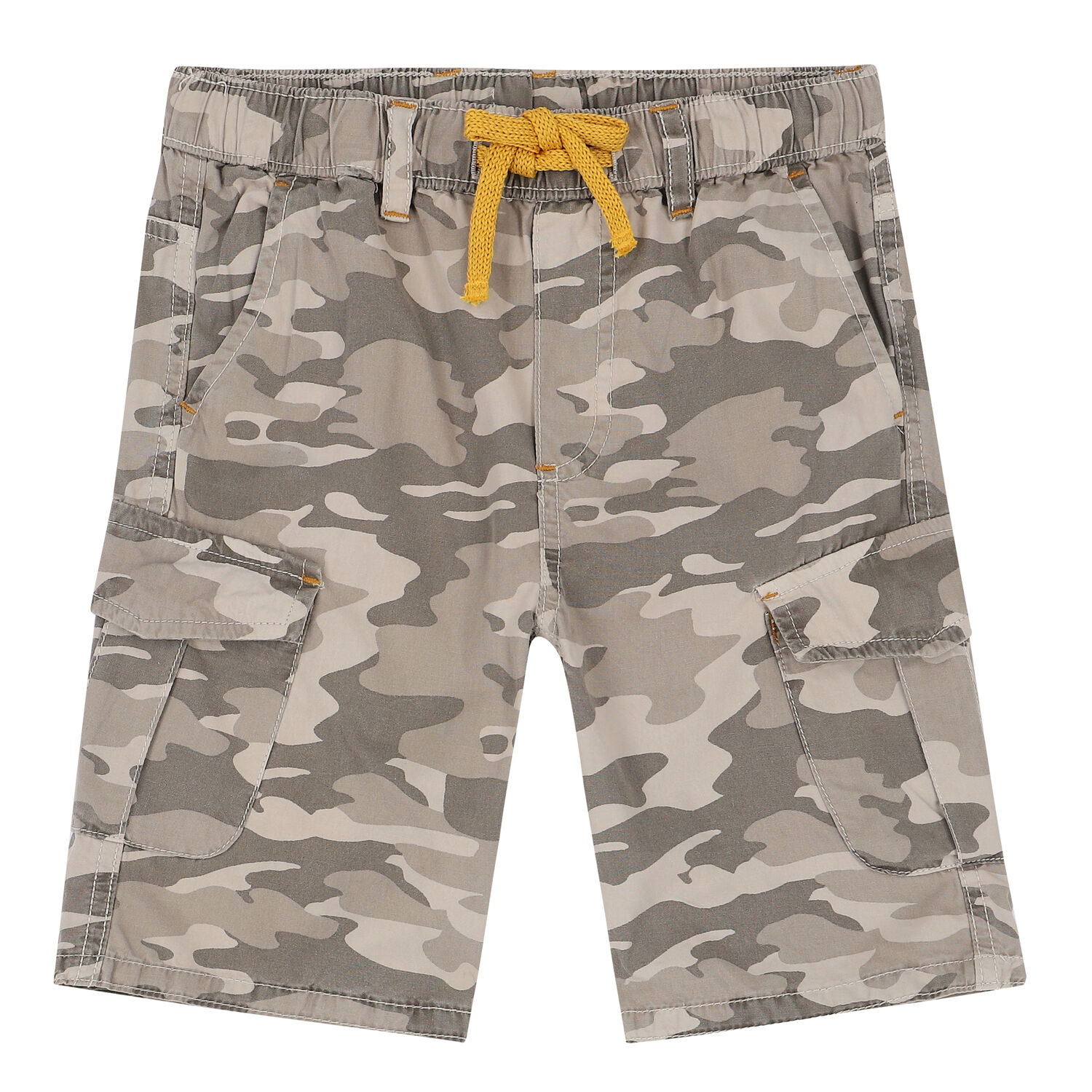 Boys Beige Camouflage Shorts, 1, hi-res