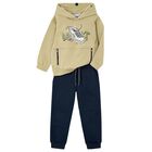 Boys Beige & Navy Blue Tracksuit, 1, hi-res
