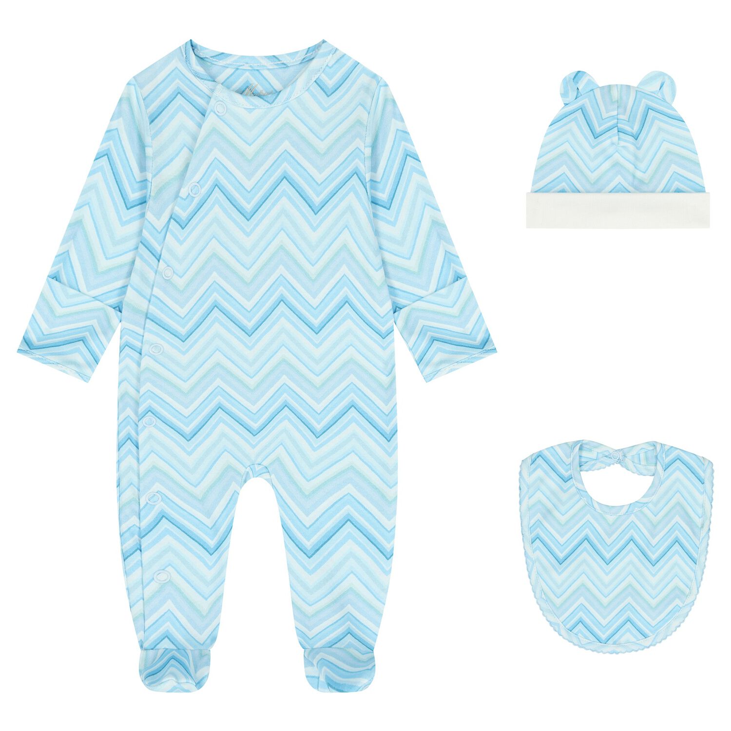Baby Boys Blue Zig Zag Babygrow Gift Set , 1, hi-res