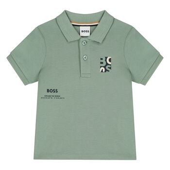 Younger Boys Green Logo Polo Shirt