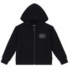 Boys Black Logo Zip up Top, 1, hi-res