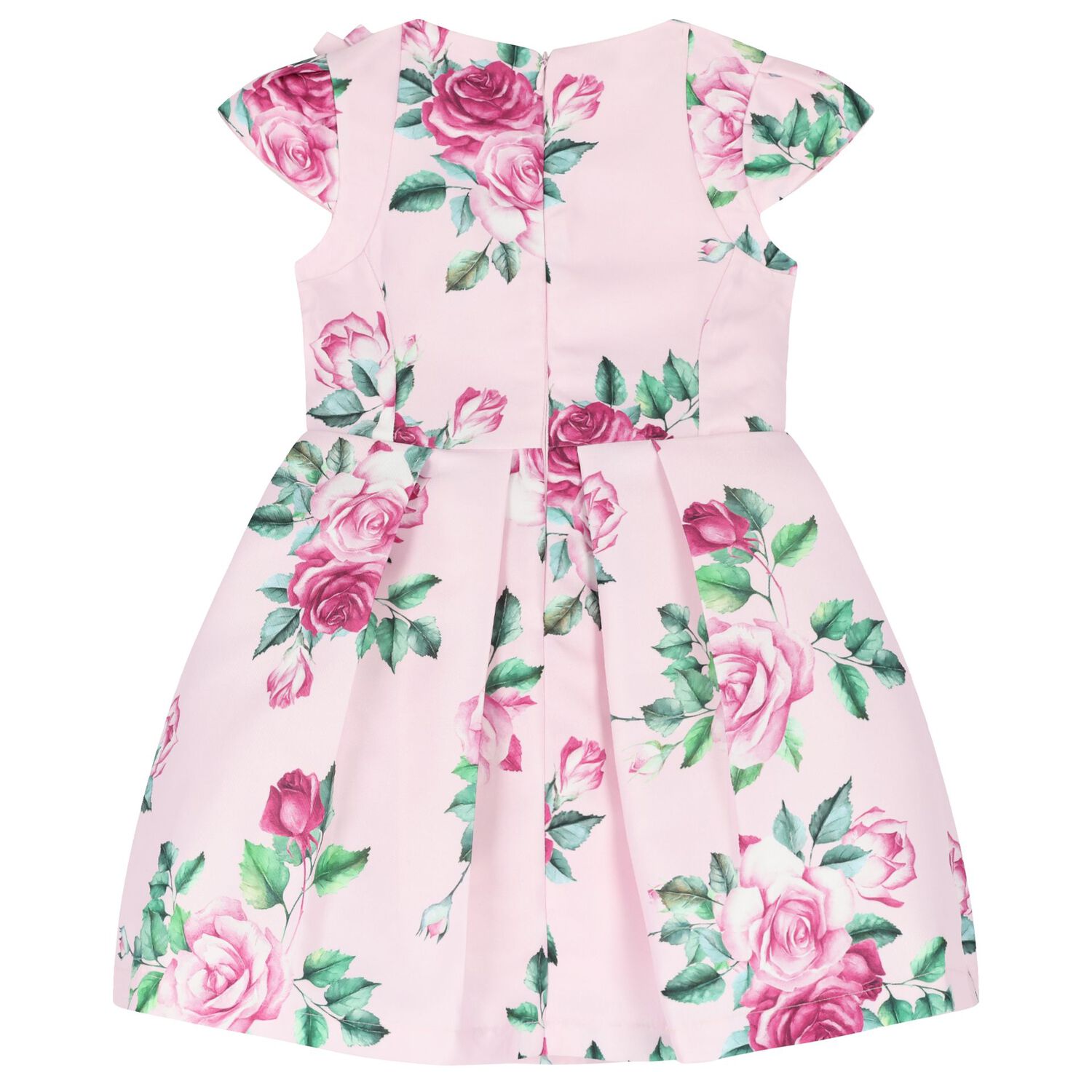 Girls Pink Floral Satin Dress, 2, hi-res