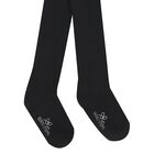 Girls Black Logo Tights, 1, hi-res
