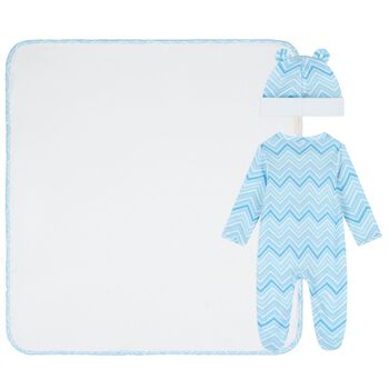Baby Boys Blue Zig Zag Babygrow Gift Set  
