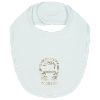Baby Boys Blue & Gold Logo Bib