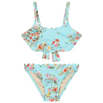Girls Blue Floral Bikini